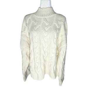 NWT a.n.a XXL Long Sleeve Cream Cable Knit Mock Neck Sweater